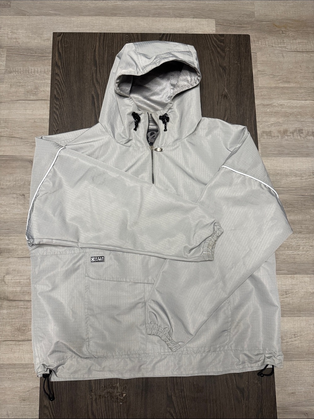 Light Gray Hooded Pullover Jacket